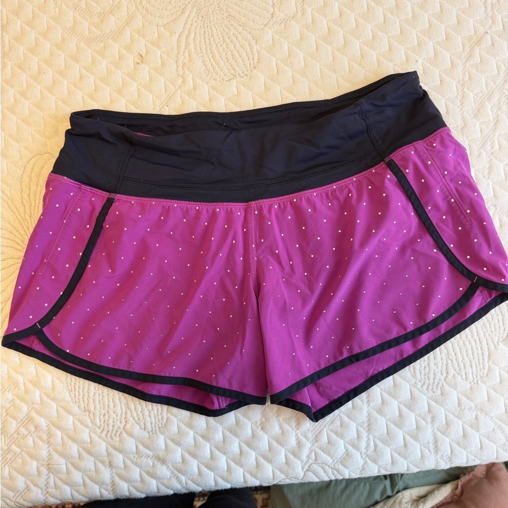 Lululemon shorts purple with reflective dots